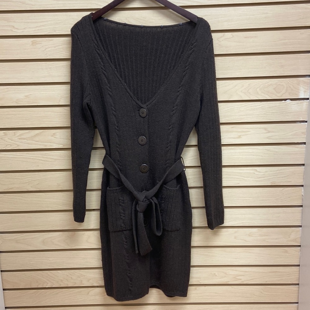 Long brown unique women  cardigan sweater Size Medium